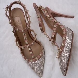 Valentino Garavani Rockstud Bal crystal strass shoes 38.5